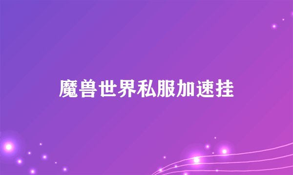 魔兽世界私服加速挂