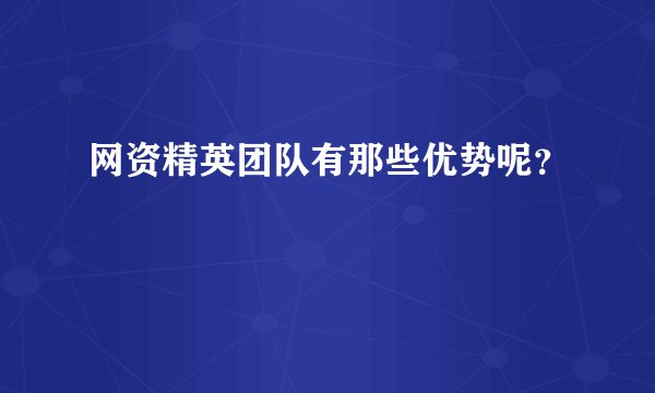 网资精英团队有那些优势呢？