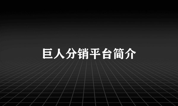 巨人分销平台简介