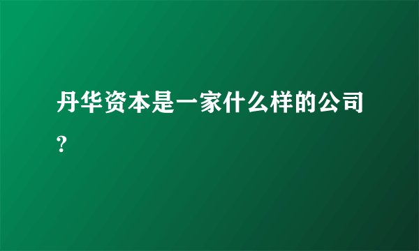 丹华资本是一家什么样的公司?
