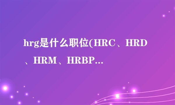 hrg是什么职位(HRC、HRD、HRM、HRBP、HRG职业区分)