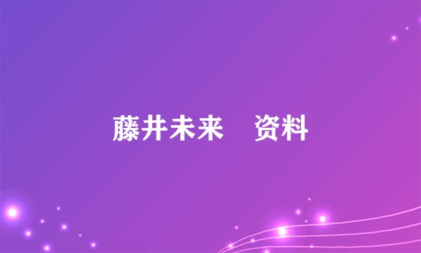 藤井未来 资料