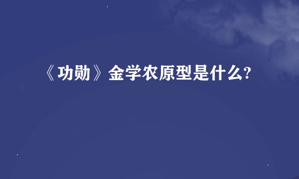 《功勋》金学农原型是什么?