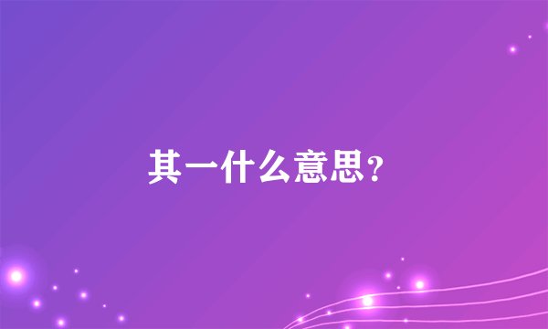 其一什么意思？