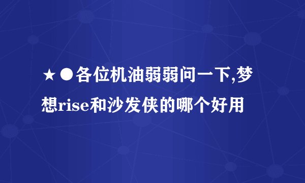 ★●各位机油弱弱问一下,梦想rise和沙发侠的哪个好用