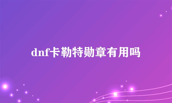 dnf卡勒特勋章有用吗