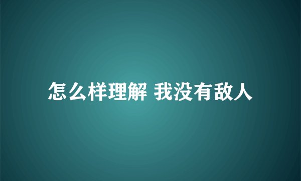 怎么样理解 我没有敌人