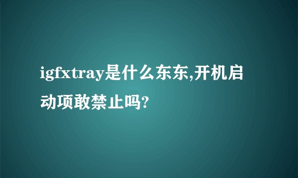 igfxtray是什么东东,开机启动项敢禁止吗?