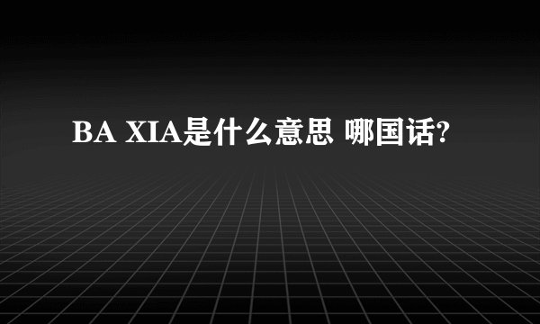 BA XIA是什么意思 哪国话?