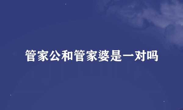 管家公和管家婆是一对吗