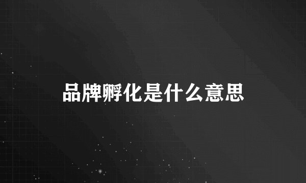 品牌孵化是什么意思