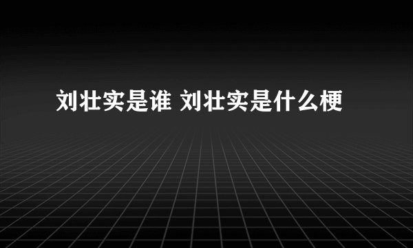 刘壮实是谁 刘壮实是什么梗
