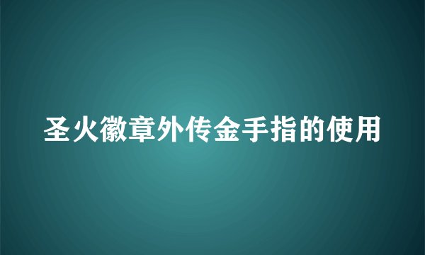 圣火徽章外传金手指的使用