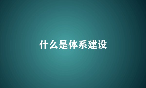什么是体系建设