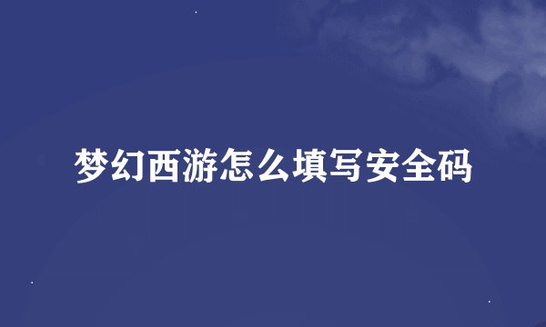 梦幻西游怎么填写安全码