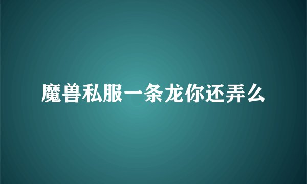魔兽私服一条龙你还弄么