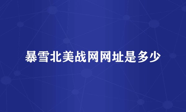 暴雪北美战网网址是多少
