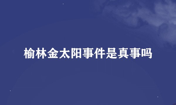 榆林金太阳事件是真事吗