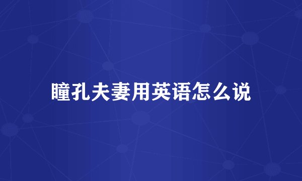 瞳孔夫妻用英语怎么说