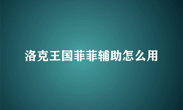 洛克王国菲菲辅助怎么用