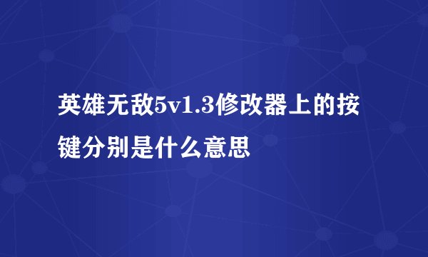 英雄无敌5v1.3修改器上的按键分别是什么意思