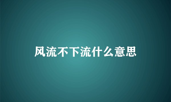 风流不下流什么意思
