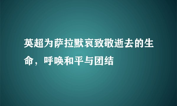 英超为萨拉默哀致敬逝去的生命，呼唤和平与团结