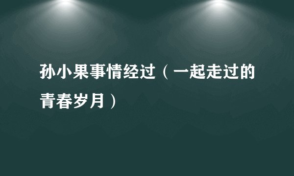 孙小果事情经过（一起走过的青春岁月）