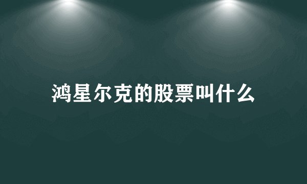 鸿星尔克的股票叫什么