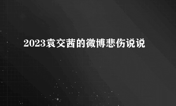 2023袁交茜的微博悲伤说说