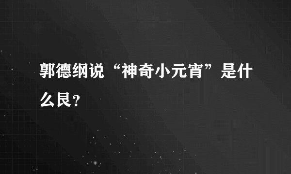 郭德纲说“神奇小元宵”是什么艮？