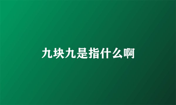九块九是指什么啊