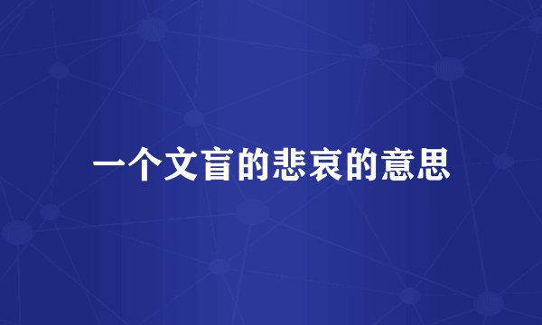 一个文盲的悲哀的意思