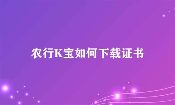 农行K宝如何下载证书