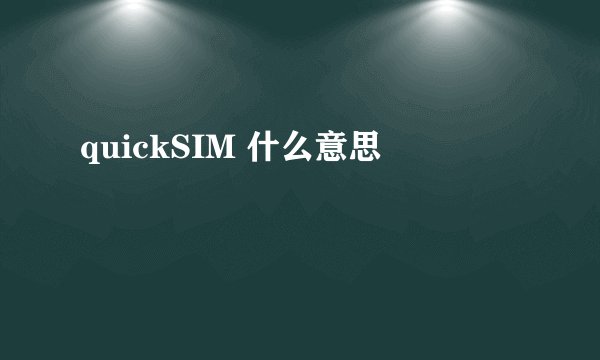 quickSIM 什么意思