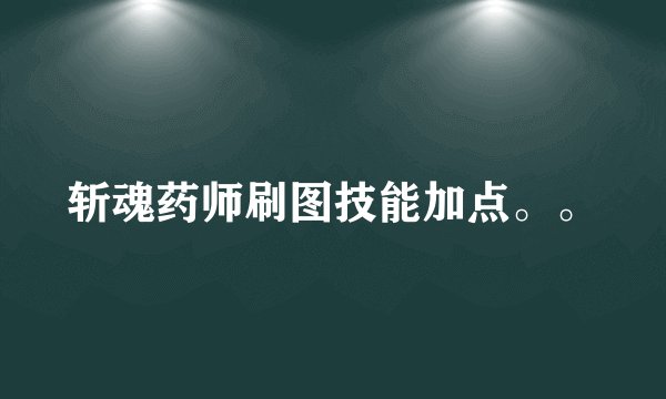斩魂药师刷图技能加点。。
