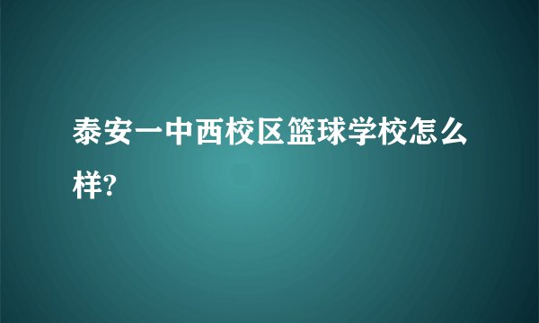 泰安一中西校区篮球学校怎么样?