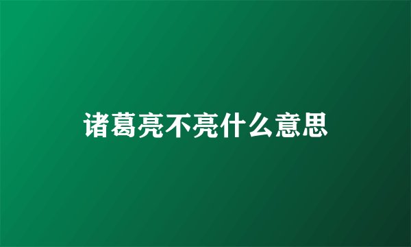 诸葛亮不亮什么意思