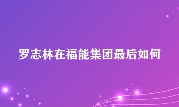 罗志林在福能集团最后如何