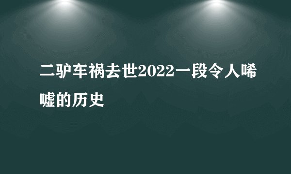二驴车祸去世2022一段令人唏嘘的历史