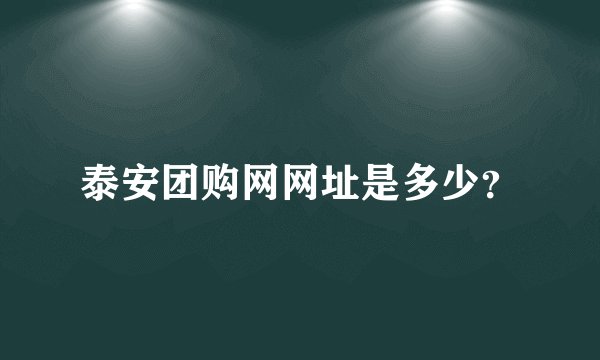 泰安团购网网址是多少？