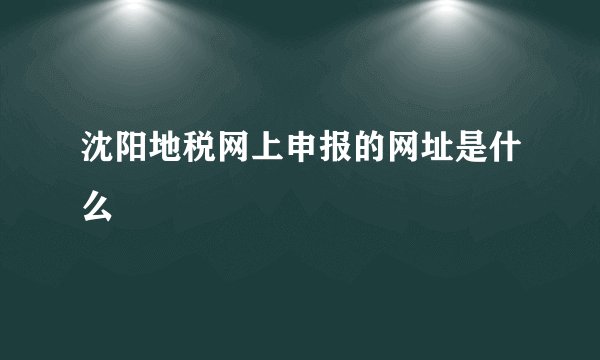 沈阳地税网上申报的网址是什么