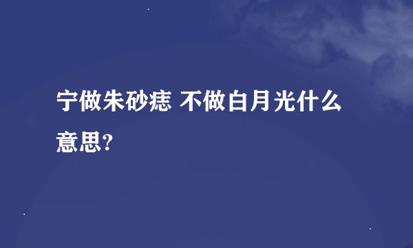 宁做朱砂痣 不做白月光什么意思?