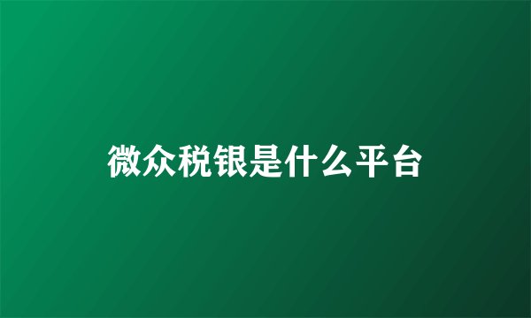 微众税银是什么平台