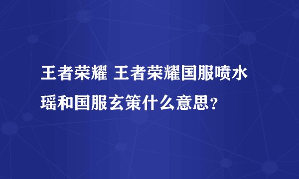 王者荣耀 王者荣耀国服喷水瑶和国服玄策什么意思？