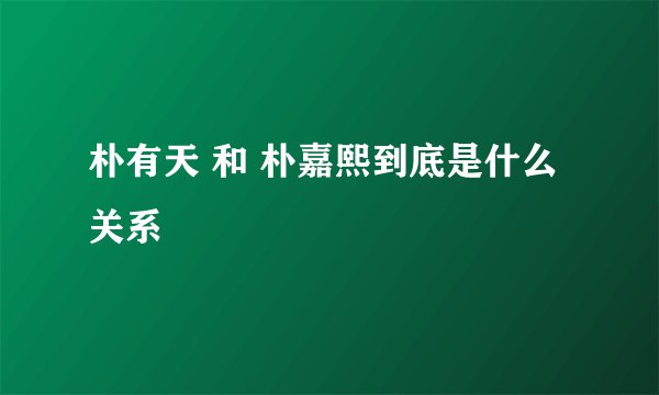 朴有天 和 朴嘉熙到底是什么关系