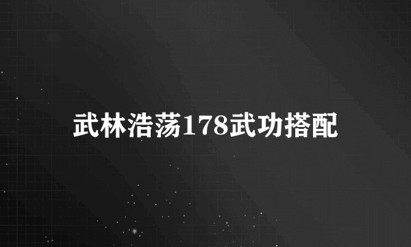 武林浩荡178武功搭配