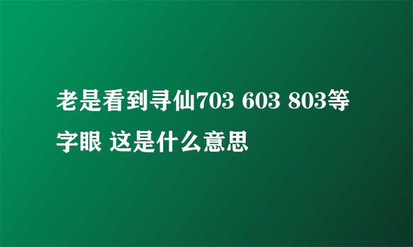 老是看到寻仙703 603 803等字眼 这是什么意思