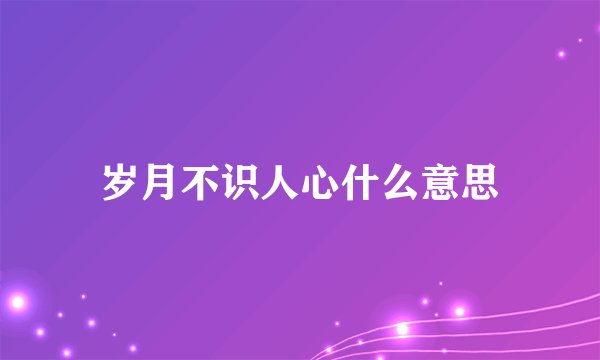 岁月不识人心什么意思