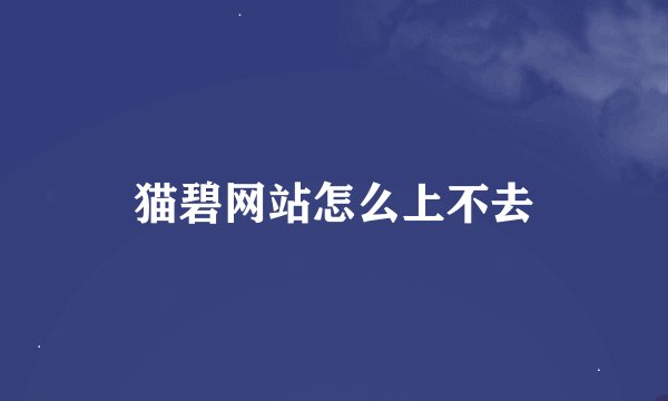 猫碧网站怎么上不去